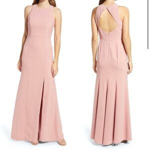 Dessy collection Open Back Gown in desert rose Size 14 New with tags Pink Maxi